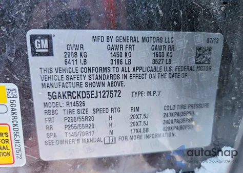 2014 Buick Enclave z USA, uszkodzony, nr VIN 5GAKRCKD5EJ127572